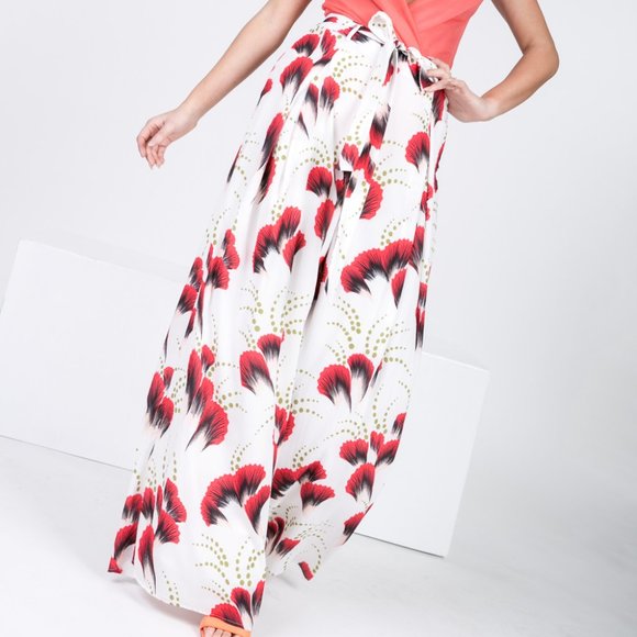 Wide-Leg Floral Print Pants SMALL - Picture 3 of 7